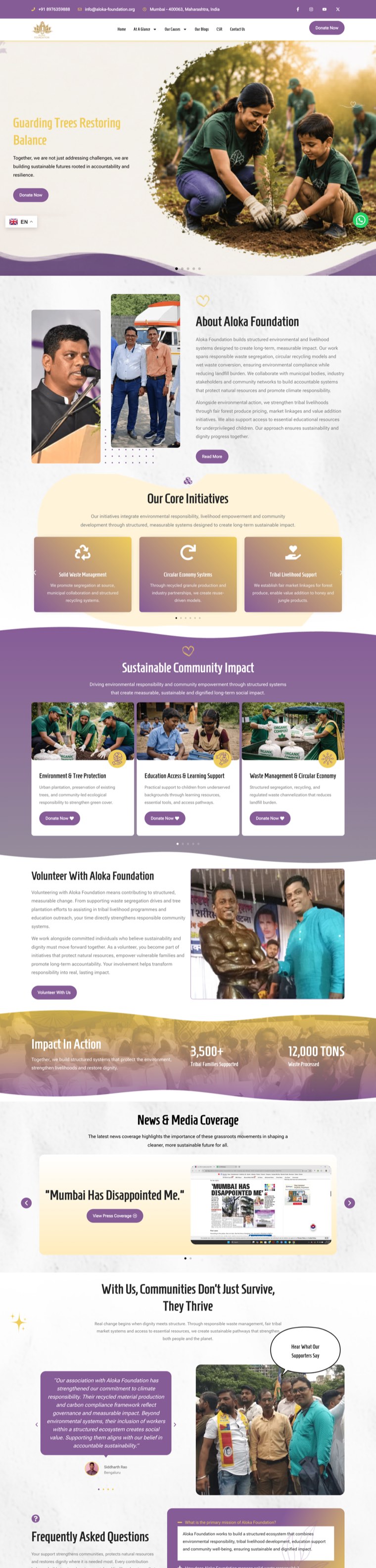 Aloka Foundation website by Govindani Infotech