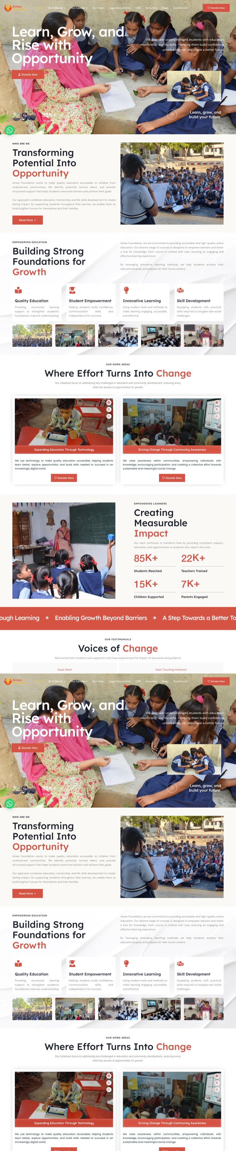Amee Foundation website by Govindani Infotech