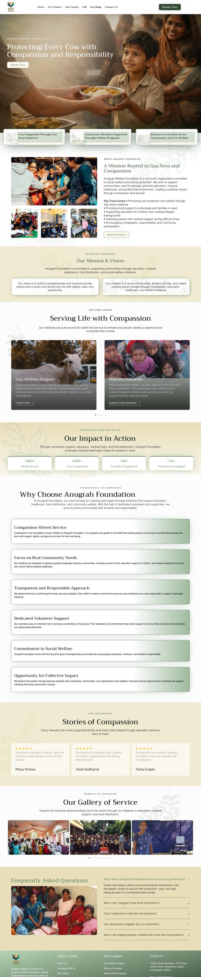 Anugrah Foundation website by Govindani Infotech