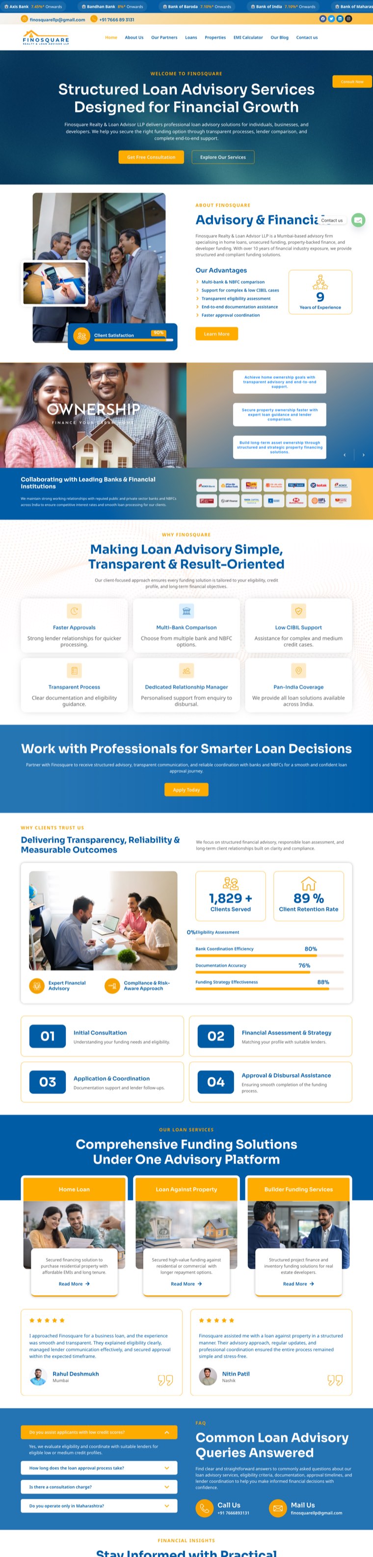 Finosquare Reality & Loan Advisor LLP website by Govindani Infotech