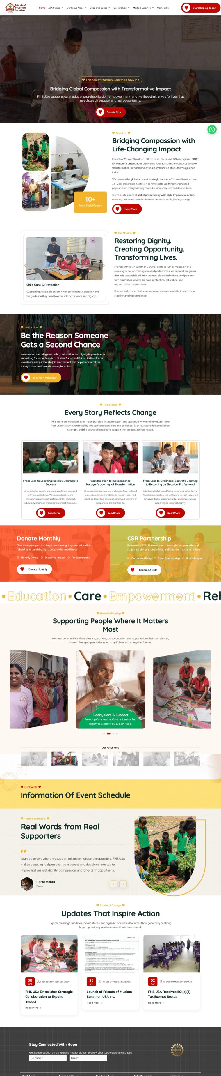 Friends of Muskan Sansthan USA · 501(c)(3) — US NGO website by Govindani Infotech