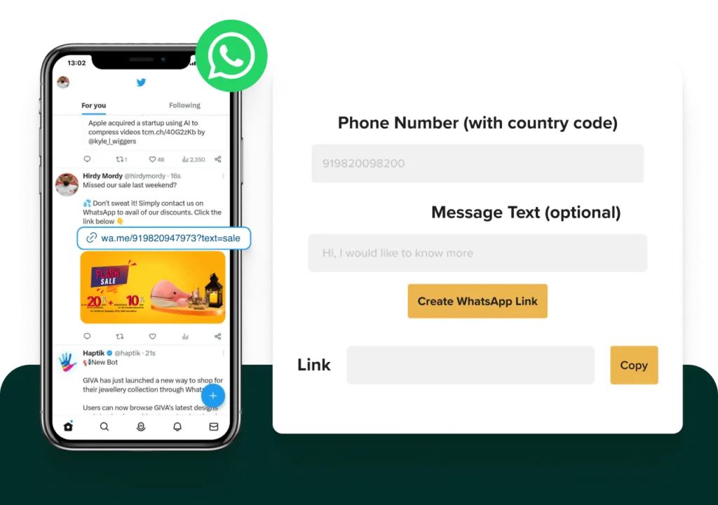 WhatsApp Link Generator UI
